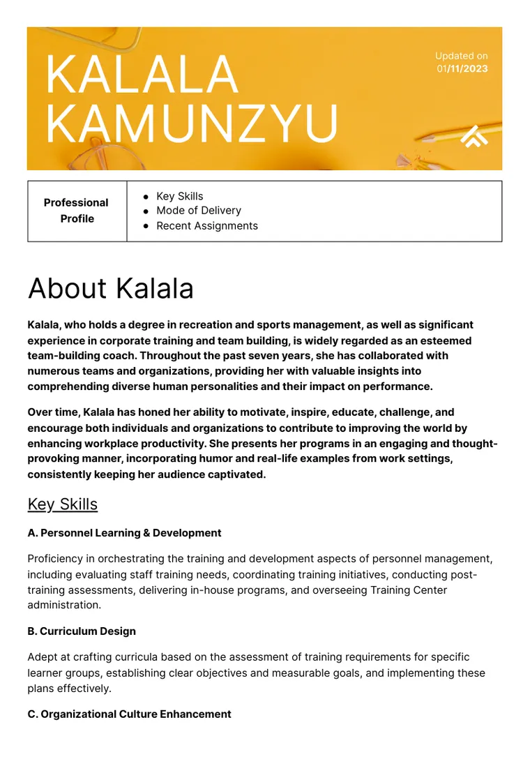 Kalala Kamunzyu company profile