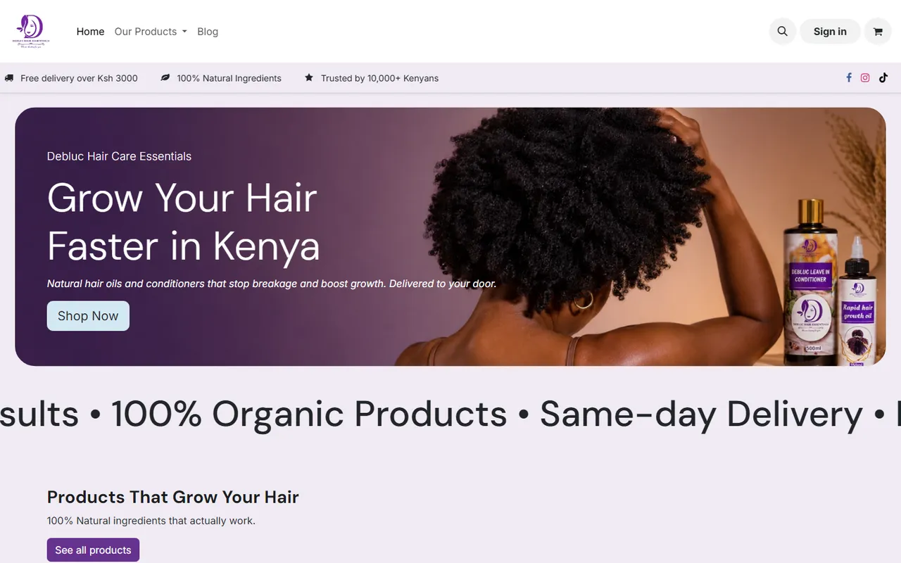 Debluc Hair Essentials website