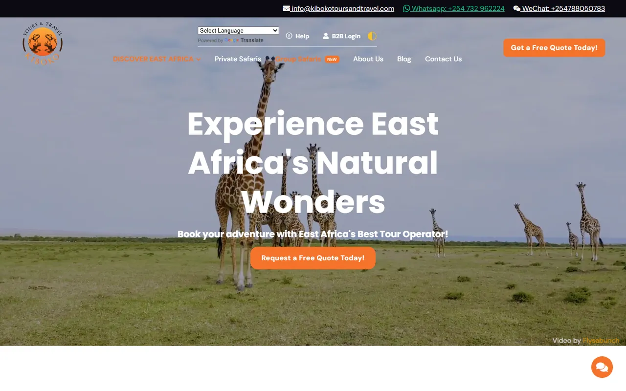 Kiboko Tours & Travel website
