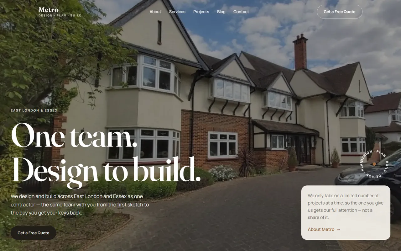 Metro Design Build website