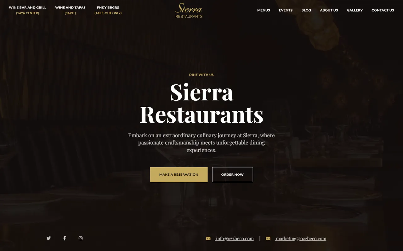 Sierra Restaurants website